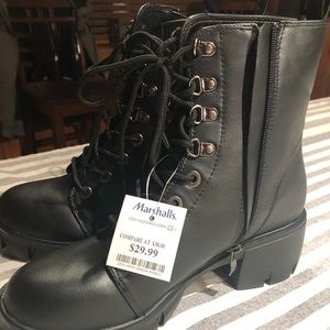 Black combat boots